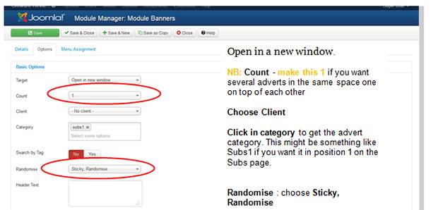 Banner- Options Tab