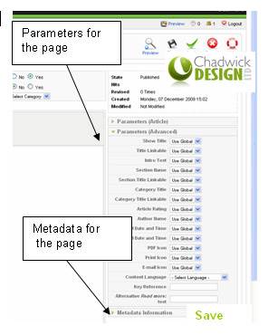 Page parameters in Joomla!