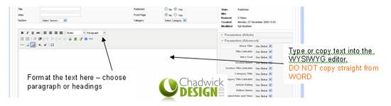 Styling the text in Joomla!