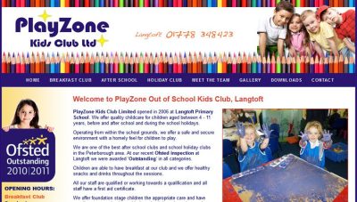Playzone Kids Club Website Design, Peterborough